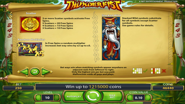 Характеристики слота Thunderfist 1